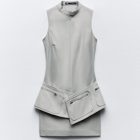 Zara Dress Belted Short Dress With Pockets - Picture 2 of 4